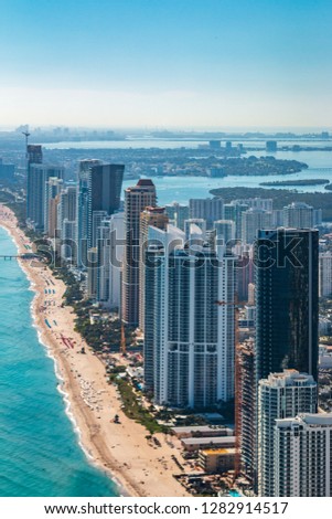 High altitude  vertical aerial of Sunny Isles in Miami