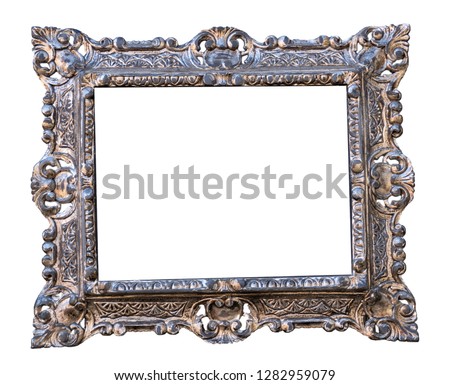 Gold picture frame isolated on white background