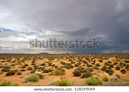 Desert Storm in Arizona, USA. Page, AZ Region. Desert Landscape with Power Plant on Horizon. Travel Photography Collection.
