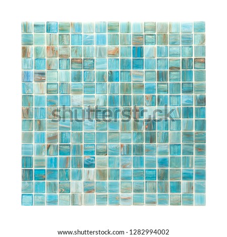 Square background mosaic, ceramics. Abstract pixels. Ceramic tiles. Texture for facing the walls of the pool, bathroom, kitchen, tiled floor.