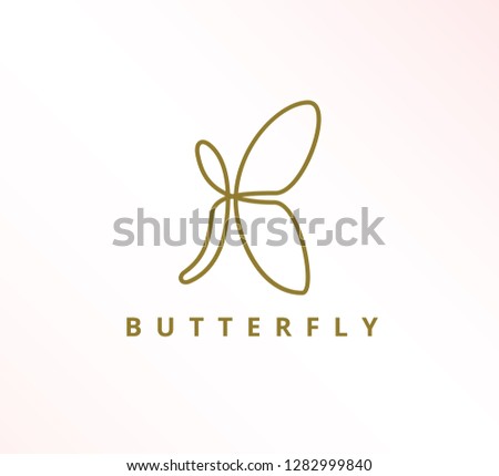 simple minimalist elegant continuous line butterfly icon vector logo design template