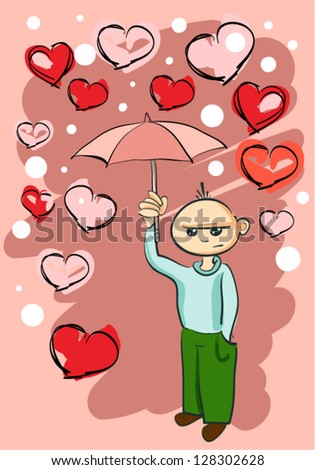 Boy holding umbrella