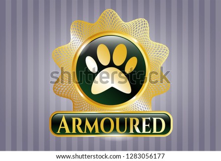  Gold shiny emblem with paw icon and Armoured text inside