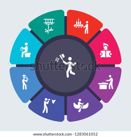 activity and hobbies vector template for infographics. Business concept with 9 options, steps, parts, segments. Banner infographic cycling diagram, round chart