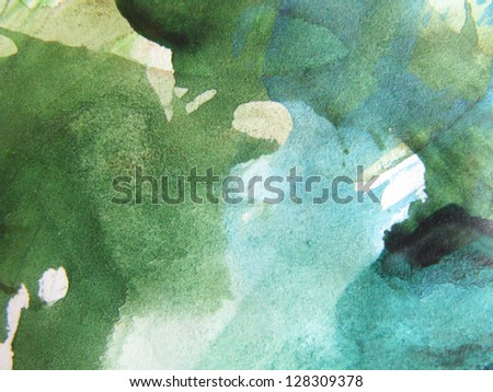 Green watercolor texture. Royalty-Free Stock Photo #128309378