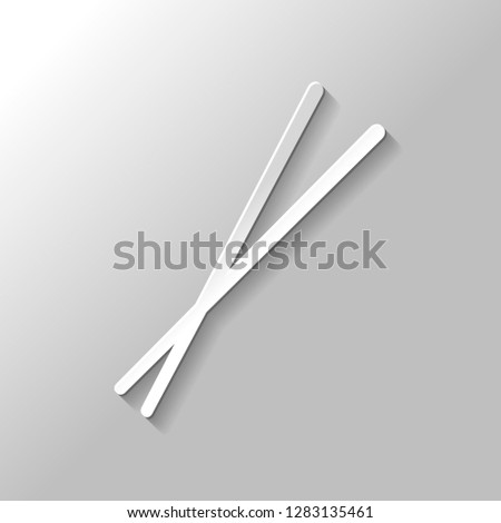 Couple chopsticks. Asian kitchen tools. Paper style with shadow on gray background