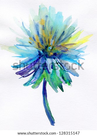 blue watercolor flower