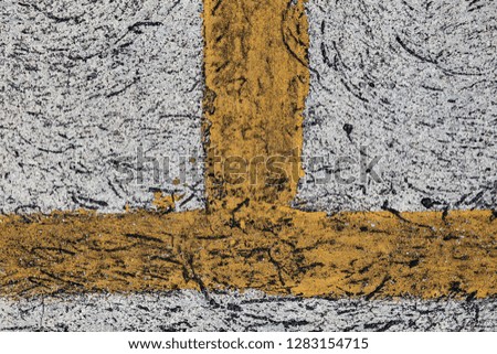 Photo of design on cement and concrete texture for pattern and background with a yellow  strip
