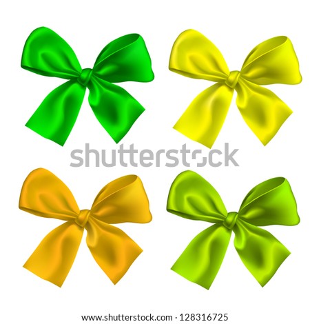 Set of four ribbon Bow ties isolated