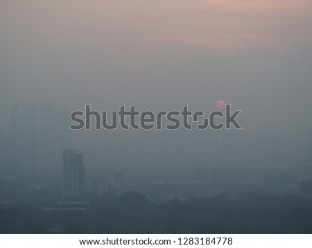 dangerous air pollution or smog in a city
