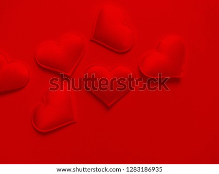 Decorative background of heart. Design elements for Valentine's Day. Flat lay, top view