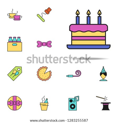 cake with candles colored icon. birthday icons universal set for web and mobile