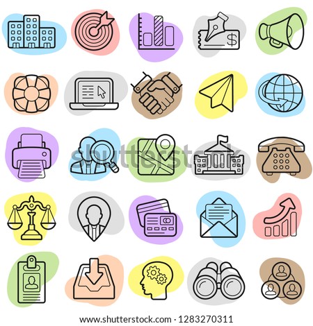 Business line icon pack with trendy colorful shapes. Vector elements