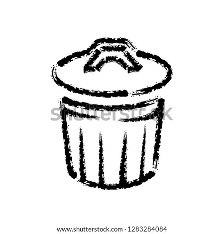 brush stroke hand drawn vector icon of trash bin