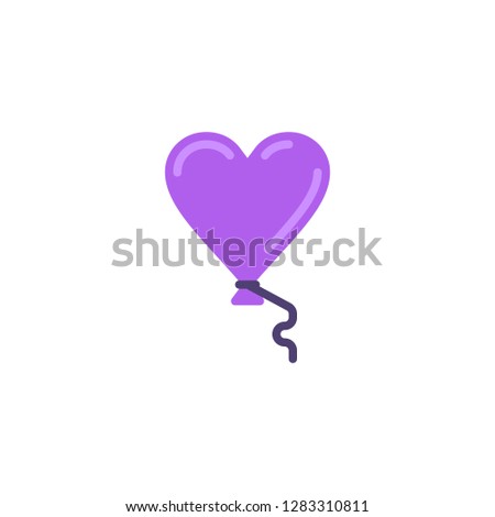 Heart balloon flat icon, vector sign, colorful pictogram isolated on white. Love and valentine day symbol, logo illustration. Flat style design