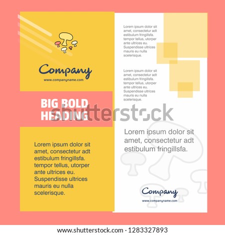 Mushroom Company Brochure Title Page Design. Company profile, annual report, presentations, leaflet Vector Background