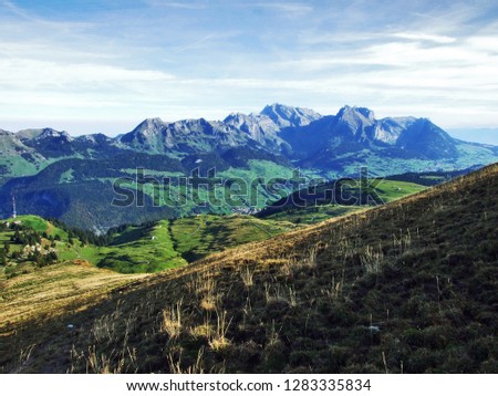 Panoramic view from the top of Selun in the Churfirsten mountain range - Canton of St. Gallen, Switzerland