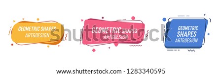 Set of modern organic shapes. Fluid vector trendy elements. Template graphics with geometric speech bubbles and banners with frames to put your own text Royalty-Free Stock Photo #1283340595