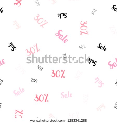 Light Pink vector seamless cover with symbols of 30 % sales. Abstract illustration with colorful gradient symbols of sales. Backdrop for mega promotions, discounts.