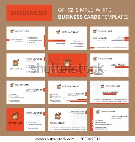 Set of 12 Chimney  Creative Busienss Card Template. Editable Creative logo and Visiting card background