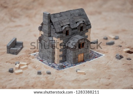 Model of a brick house.