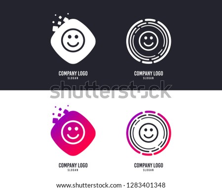 Logotype concept. Smile icon. Happy face chat symbol. Logo design. Colorful buttons with icons. Vector