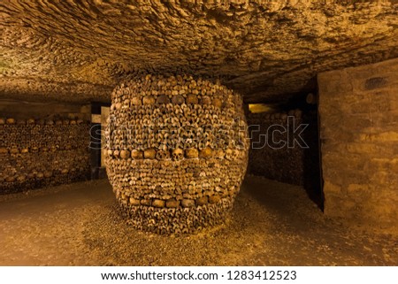 Catacombs in Paris France - travel background