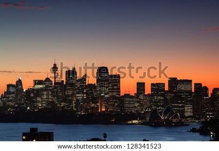 Sydney Harbor at dusk from Mosman Bay