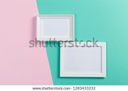  white frames on pink and menthol background