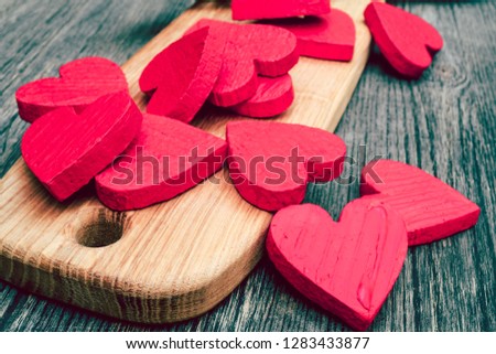 Red hearts postcard valentines day.