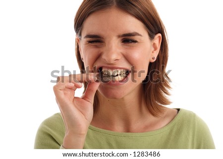 Testing the coin, silver dollar Royalty-Free Stock Photo #1283486