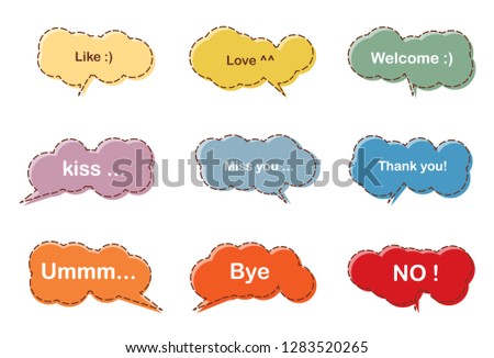 abstract set of colorful text box speech bubble.