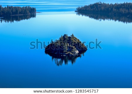 Emerald Bay, Lake Tahoe with blue sky, clear blue reflection, Nature, Background, California, USA