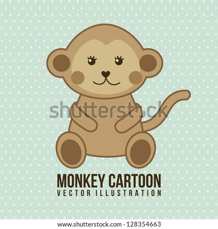 baby monkey over green background. vector illustration
