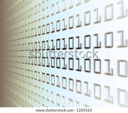 Wall of binary code (white light). Royalty-Free Stock Photo #1283562