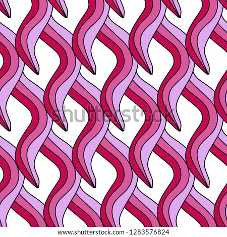 Pink waves hand drawn seamless pattern forwrapping and wallpapers