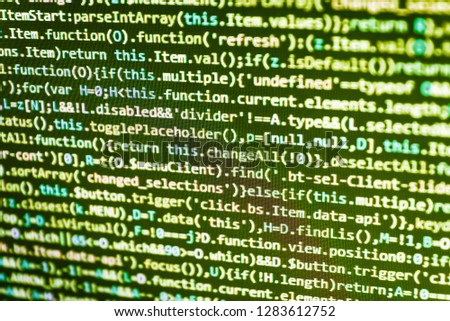 PHP code abstract technology background,  Program code with display,  Closeup developing programming and coding technologies,  Programmer working in computer screen
