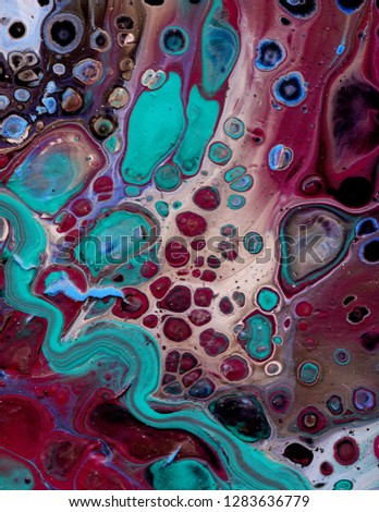Very beautiful texture background. The burgundy color is combined with turquoise and blue with the addition of white and black. Style includes marble turbulence or pulsations of agate with bubbles and
