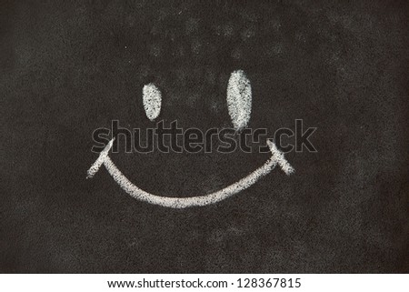 Face cartoon Chalk on blackboard background