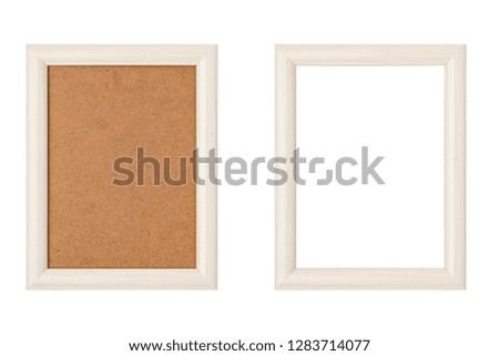 set of two white wood picture frames with passepartout, isolated on white