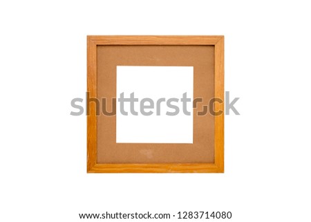 old wood picture frame with passepartout, isolated on white