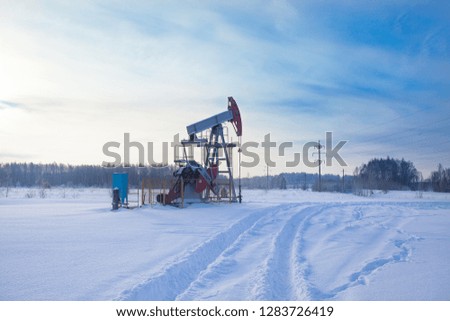 oil pumps in the winter. Winter landscape. Winter