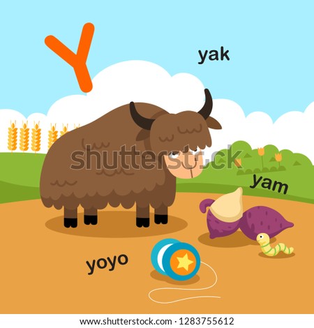 Illustration Isolated Alphabet Letter Y-yak,yoyo,yam.vector