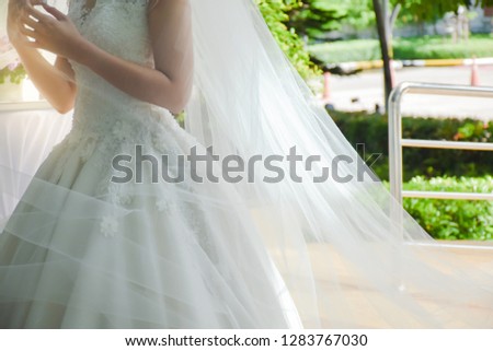 Girl in white bride dress
