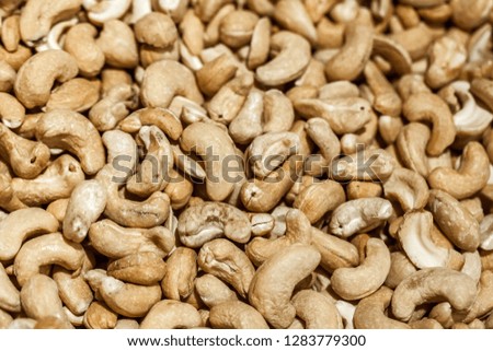Cashew Nuts Gifts of nature. Vegetarian or vegan food. Healthy food. Background for the designer, desktop wallpaper. Natural pattern. Close up photo. Ready to eat