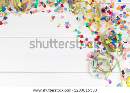 carnival party background with confetti and copy space