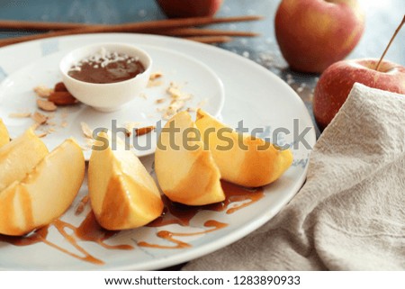 Candy apple wedges on plate