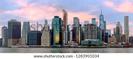 New York city Manhattan skyline at sunset 