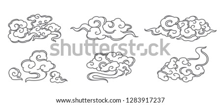 Chinese cloud vector set. Thai, Japanese styles.