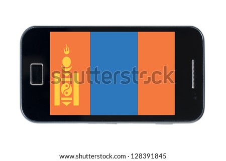 smartphone national flag of mongolia on white